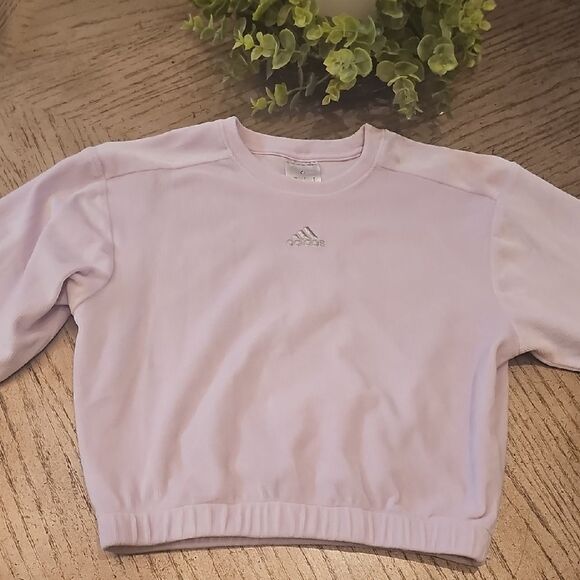 Adidas Velour Ribbed Lavender Sweatshirt Size 6 - Picture 1 of 12